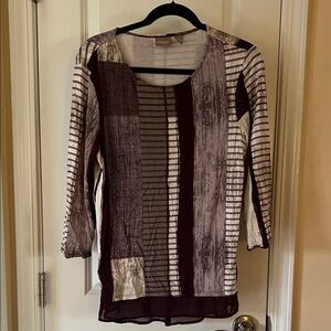 Chic Burgundy and Cream Striped Top